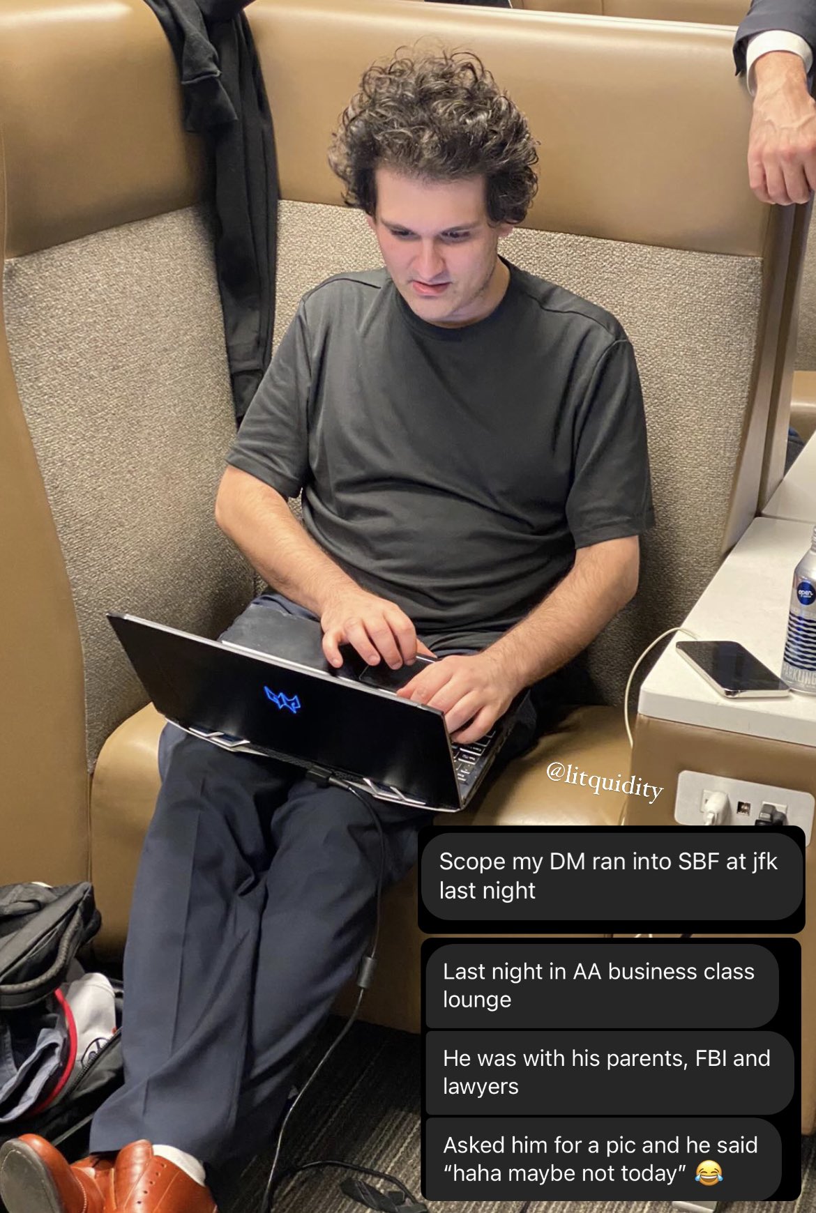 Outrage: SBF Found Chilling in JFK Airport Lounge